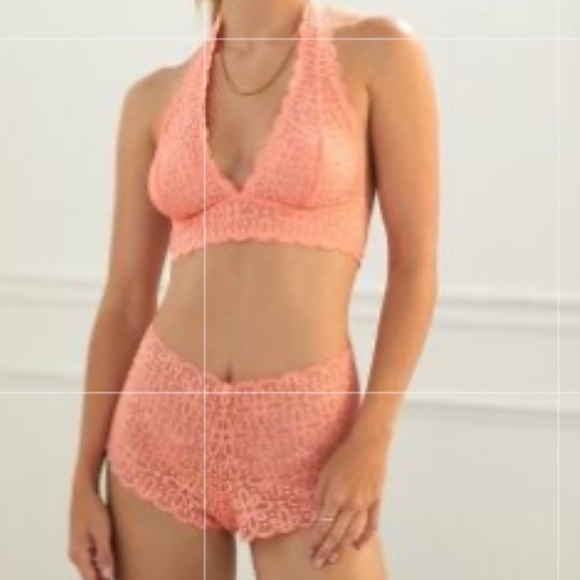 NWT Anthropologie Lacy sugared PEACH bra and panties medium. - Picture 2 of 6